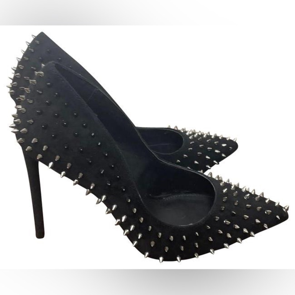 Black/Silver Vala Spike Heels